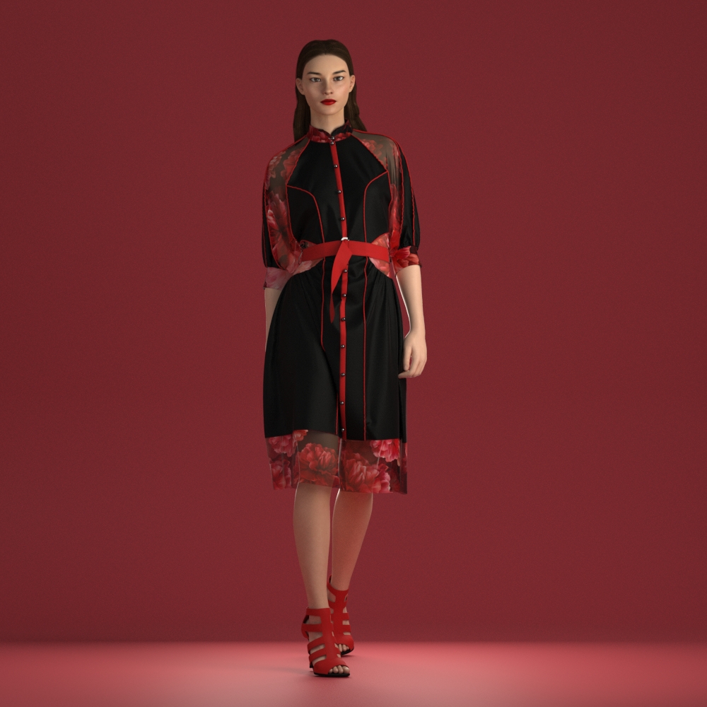 Red Peony Piper Dress