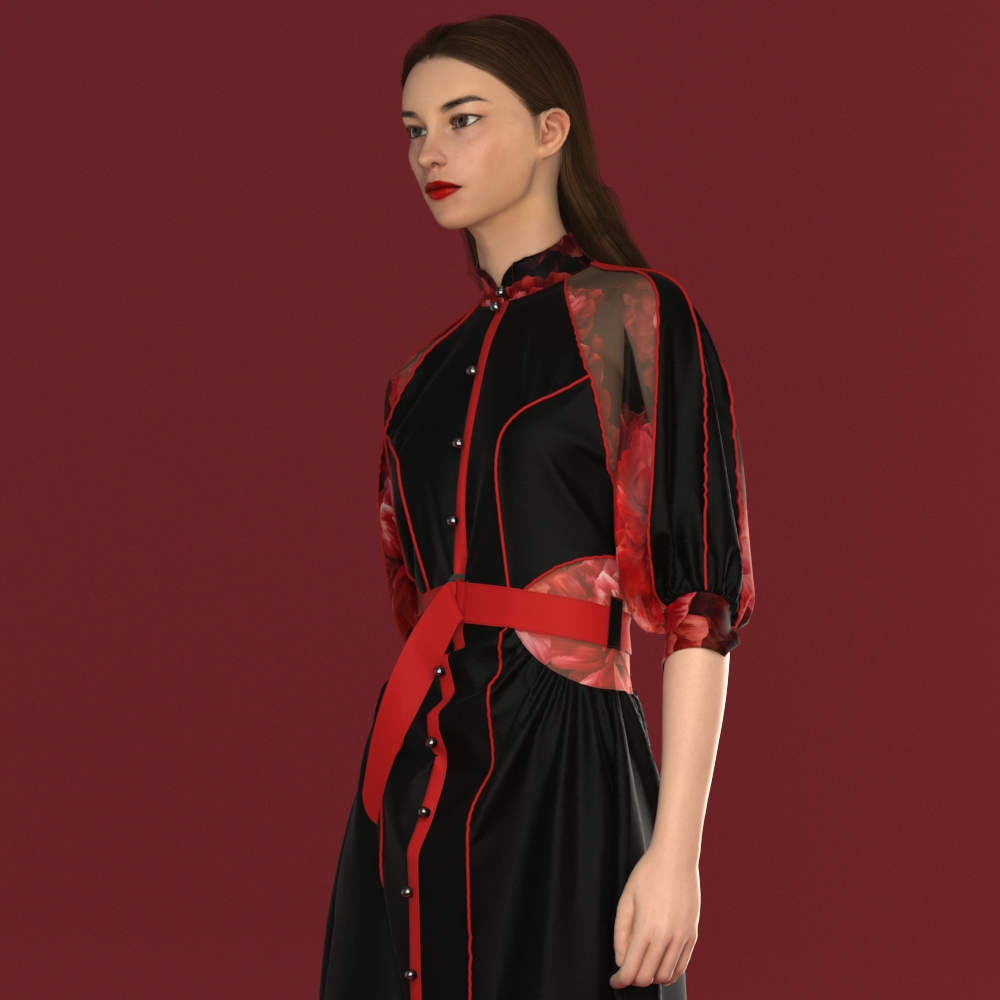 Red Peony Piper Dress