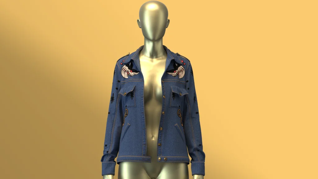 Seafarer's Serenade - Embroidered Denim Jacket made in Clo3D